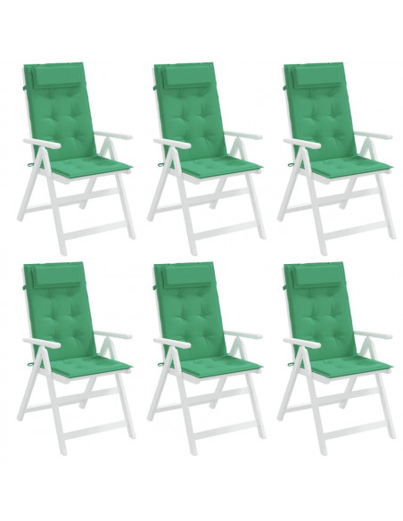 Cuscini per Sedia con Schienale Alto 6 pz Verde Tessuto Oxford