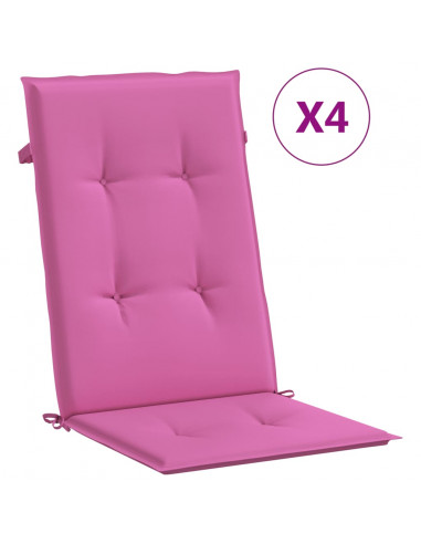 Cuscini per Sedia con Schienale Alto 4pz Rosa in Tessuto