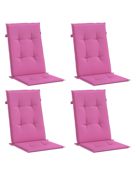 Cuscini per Sedia con Schienale Alto 4pz Rosa in Tessuto