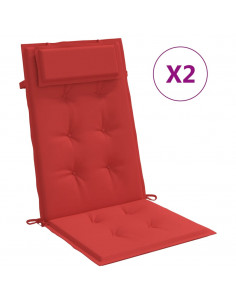 Cuscini per Sedia con Schienale Alto 2 pz Rosso Tessuto Oxford 2