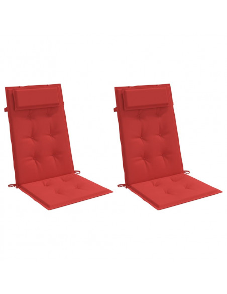 Cuscini per Sedia con Schienale Alto 2 pz Rosso Tessuto Oxford