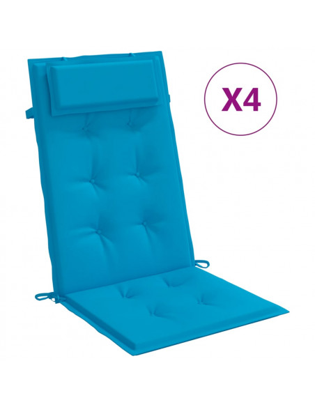 Cuscini Sedia con Schienale Alto 4 pz Blu Chiaro Tessuto Oxford