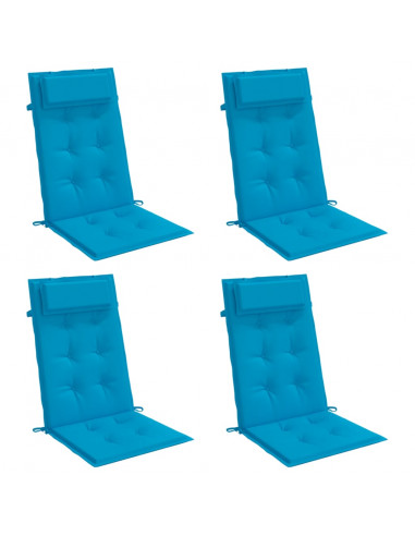 Cuscini Sedia con Schienale Alto 4 pz Blu Chiaro Tessuto Oxford