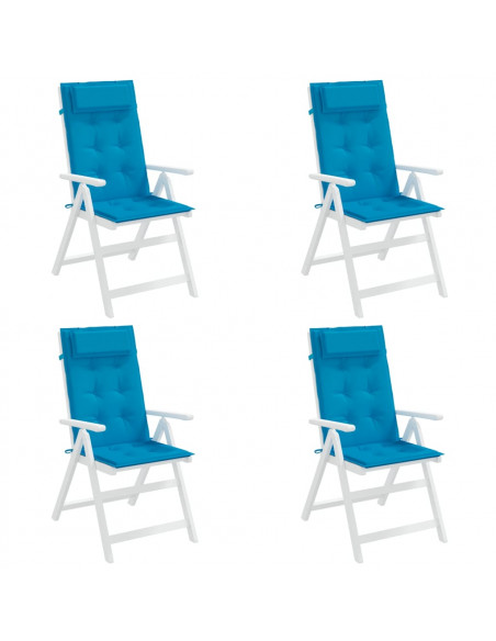 Cuscini Sedia con Schienale Alto 4 pz Blu Chiaro Tessuto Oxford