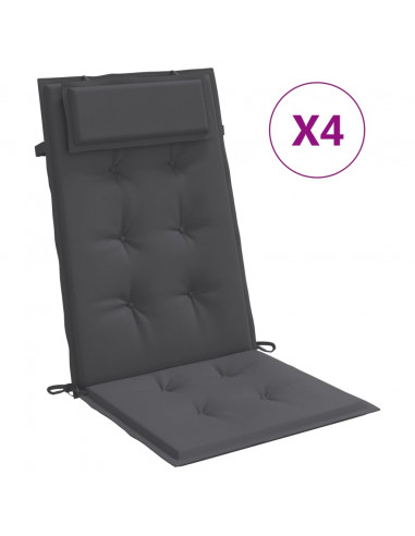 Cuscini per Sedia Schienale Alto 4 pz Antracite Tessuto Oxford
