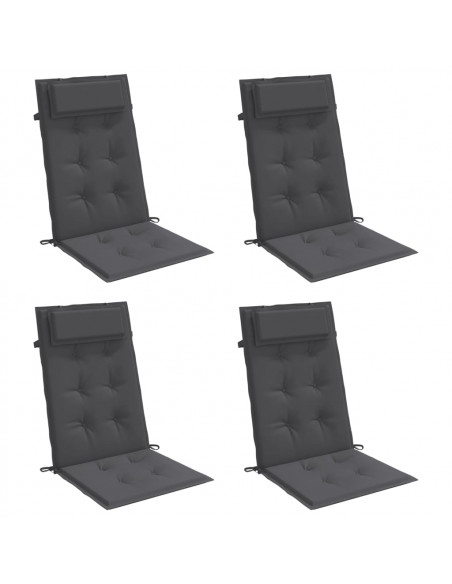 Cuscini per Sedia Schienale Alto 4 pz Antracite Tessuto Oxford