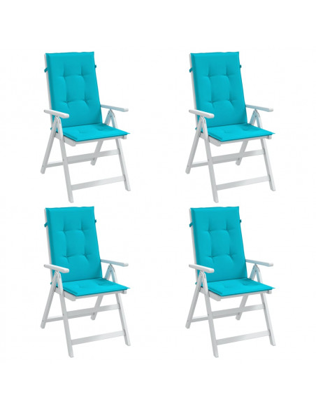 Cuscini per Sedia con Schienale Alto 4 pz Turchese in Tessuto
