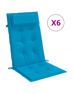 Cuscini Sedia con Schienale Alto 6 pz Blu Chiaro Tessuto Oxford 2