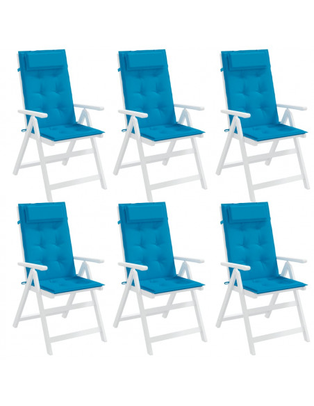 Cuscini Sedia con Schienale Alto 6 pz Blu Chiaro Tessuto Oxford