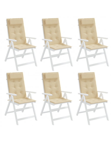 Cuscini per Sedia con Schienale Alto 6 pz Beige Tessuto Oxford