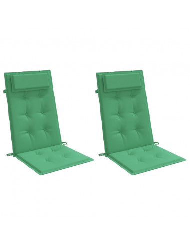 Cuscini per Sedia con Schienale Alto 2 pz Verde Tessuto Oxford