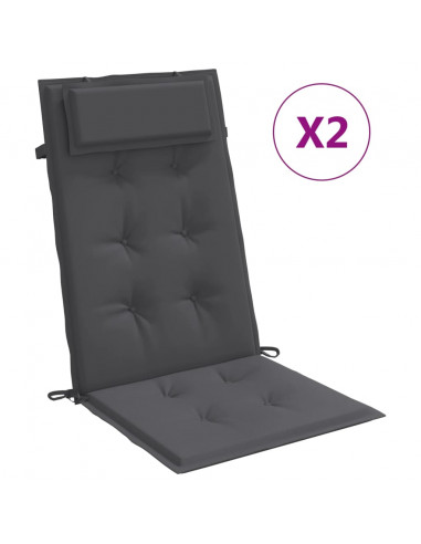 Cuscini per Sedia Schienale Alto 2 pz Antracite Tessuto Oxford