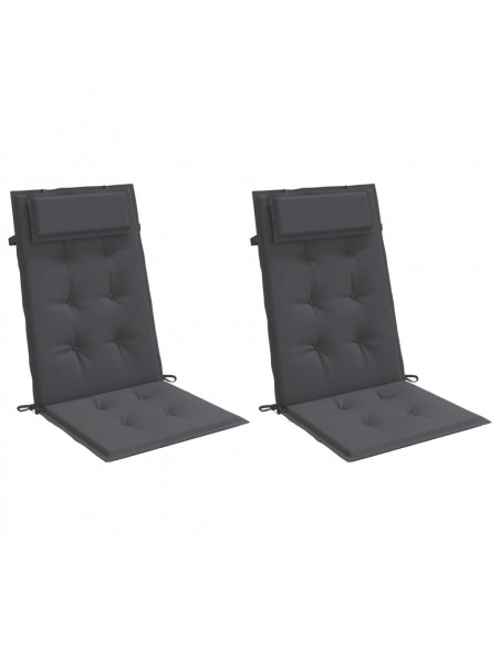Cuscini per Sedia Schienale Alto 2 pz Antracite Tessuto Oxford