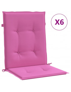 Cuscini per Sedia con Schienale Basso 6 pz Rosa in Tessuto 2