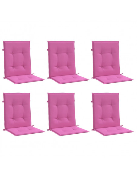 Cuscini per Sedia con Schienale Basso 6 pz Rosa in Tessuto