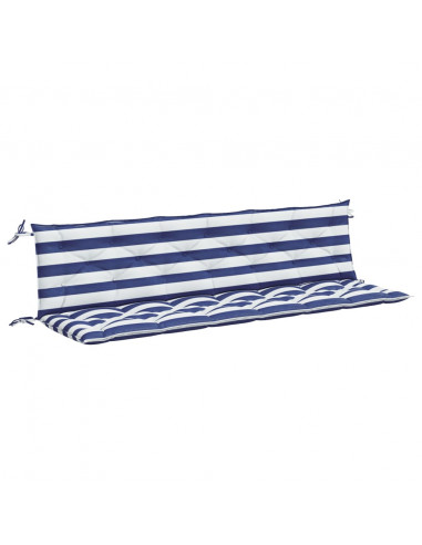 Cuscini Panca Giardino 2pz Righe Bianche Blu 200x50x7cm Tessuto