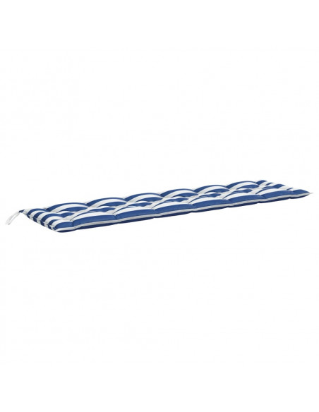 Cuscini Panca Giardino 2pz Righe Bianche Blu 200x50x7cm Tessuto