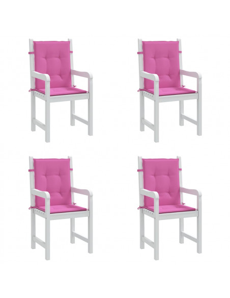 Cuscini per Sedia con Schienale Basso 4 pz Rosa in Tessuto