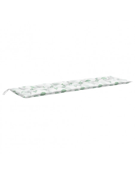 Cuscino Panca da Giardino Motivo a Foglie 200x50x7 cm Tessuto