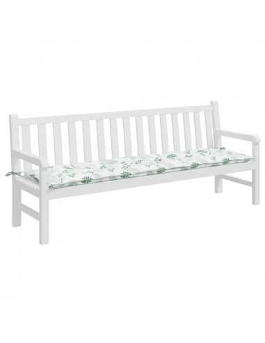 Cuscino Panca da Giardino Motivo a Foglie 200x50x7 cm Tessuto