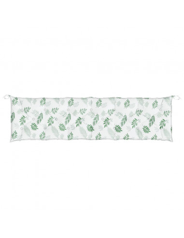 Cuscino Panca da Giardino Motivo a Foglie 200x50x7 cm Tessuto
