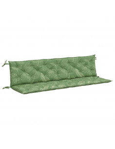 Cuscini Panca Giardino 2 pz Motivo a Foglie 200x50x7 cm Tessuto 2