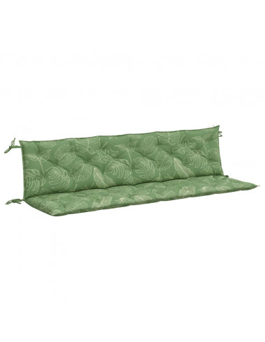Cuscini Panca Giardino 2 pz Motivo a Foglie 200x50x7 cm Tessuto