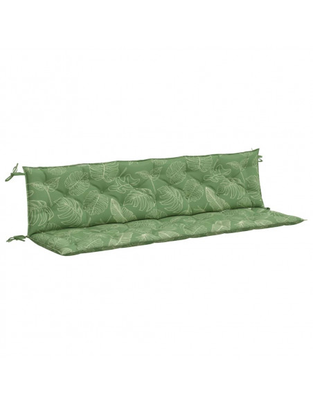 Cuscini Panca Giardino 2 pz Motivo a Foglie 200x50x7 cm Tessuto