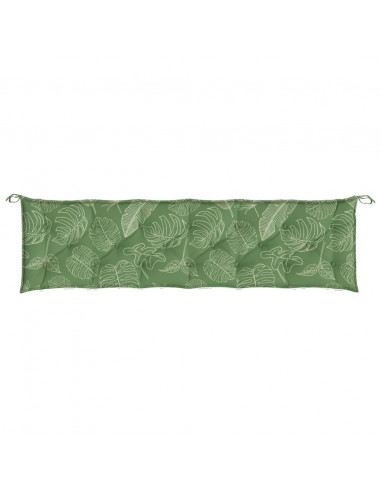 Cuscini Panca Giardino 2 pz Motivo a Foglie 200x50x7 cm Tessuto