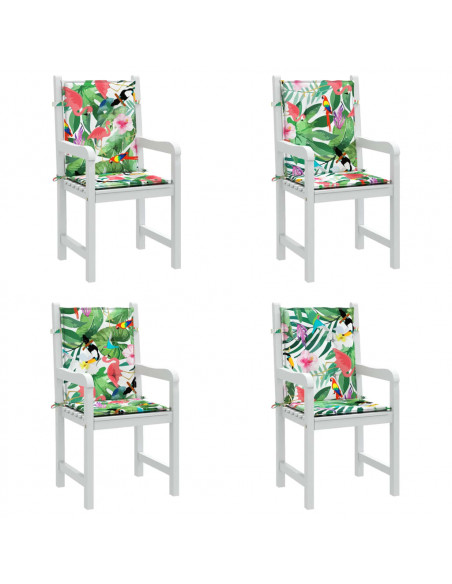 Cuscini per Sedia Schienale Basso 4 pz Multicolore in Tessuto
