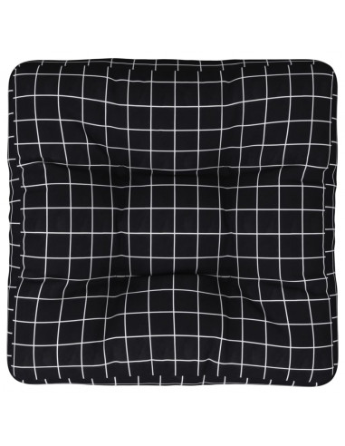 Cuscino per Pallet Motivo a Quadri Nero 60x60x12 cm in Tessuto