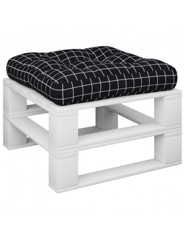 Cuscino per Pallet Motivo a Quadri Nero 60x60x12 cm in Tessuto