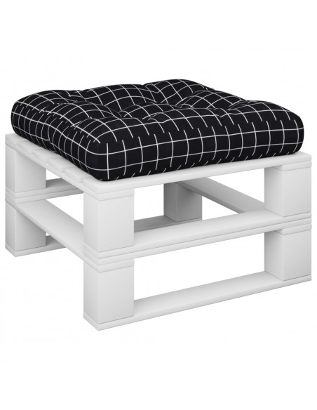 Cuscino per Pallet Motivo a Quadri Nero 60x60x12 cm in Tessuto
