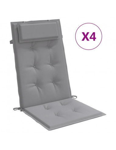 Cuscini per Sedia Schienale Alto 4 pz Grigio Tessuto Oxford
