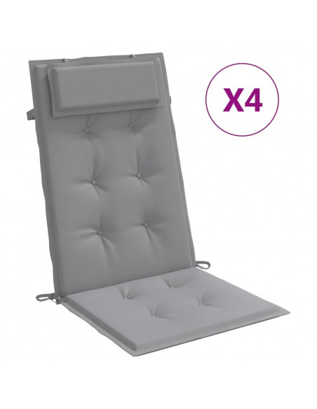 Cuscini per Sedia Schienale Alto 4 pz Grigio Tessuto Oxford