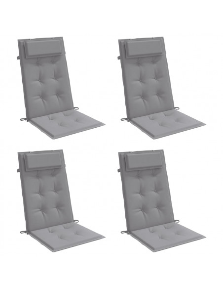 Cuscini per Sedia Schienale Alto 4 pz Grigio Tessuto Oxford