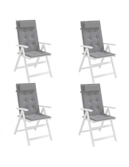Cuscini per Sedia Schienale Alto 4 pz Grigio Tessuto Oxford