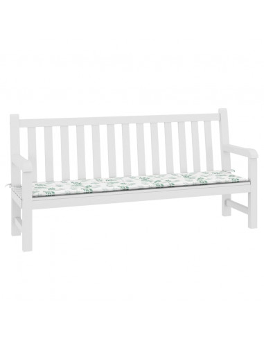 Cuscino Panca da Giardino Motivo a Foglie 200x50x3 cm Tessuto