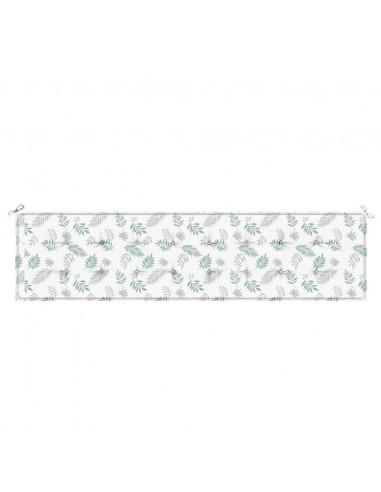 Cuscino Panca da Giardino Motivo a Foglie 200x50x3 cm Tessuto
