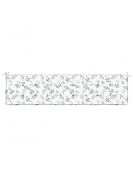 Cuscino Panca da Giardino Motivo a Foglie 200x50x3 cm Tessuto