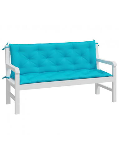 Cuscini per Panca da Giardino 2 pz Turchese 150x50x7 cm Tessuto