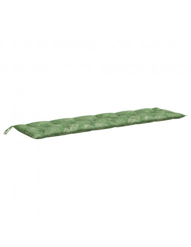 Cuscino Panca da Giardino Motivo a Foglie 200x50x7 cm Tessuto