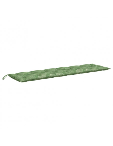Cuscino Panca da Giardino Motivo a Foglie 200x50x7 cm Tessuto