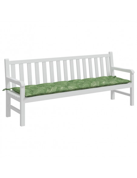 Cuscino Panca da Giardino Motivo a Foglie 200x50x7 cm Tessuto