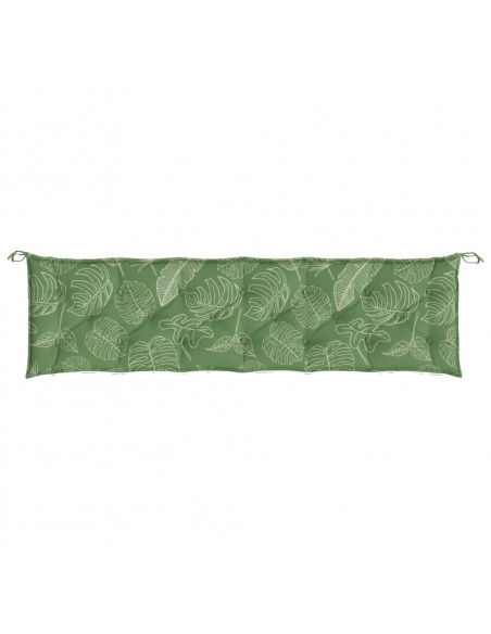 Cuscino Panca da Giardino Motivo a Foglie 200x50x7 cm Tessuto