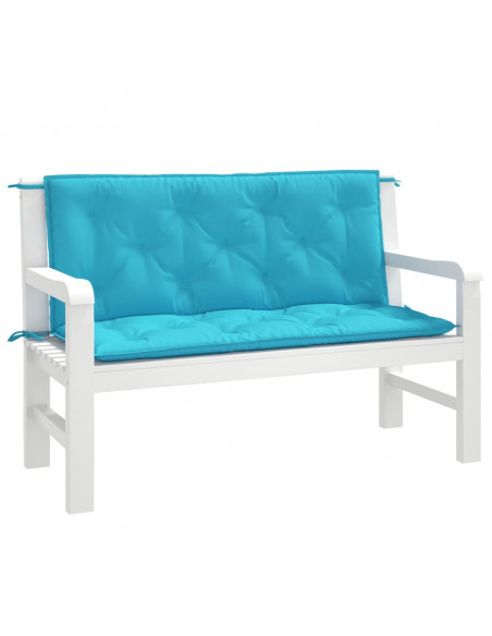 Cuscini per Panca da Giardino 2 pz Turchese 120x50x7 cm Tessuto