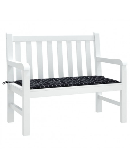 Cuscino Panca Giardino a Quadri Nero 100x50x3 cm Tessuto Oxford