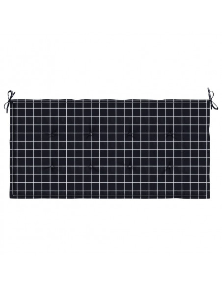 Cuscino Panca Giardino a Quadri Nero 100x50x3 cm Tessuto Oxford