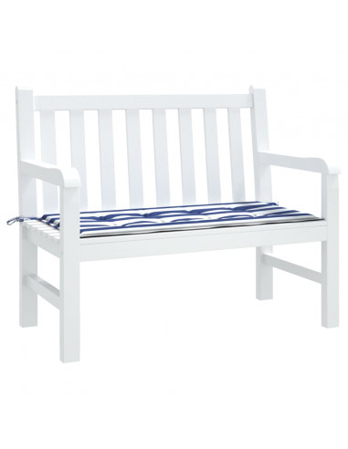 Cuscino Panca Giardino Bianco e Blu 100x50x3 cm Tessuto Oxford