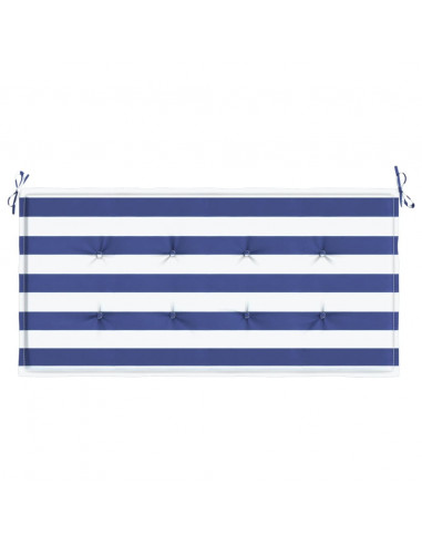 Cuscino Panca Giardino Bianco e Blu 100x50x3 cm Tessuto Oxford